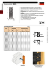 Die Katalog-Ergänzungsseite zum Abstandswinkel EBCN. Zu sehen ist der EBCN selbst, hochkant, rechts daneben ein beschreibender Text. Die untere Hälfte des Bildes wird von einer großen Tabelle in Anspruch genommen, dazu schematische Zeichnungen des befestigten Verbinders. Hinzu kommt ein Foto bzw. ein fotorealistischer Render des EBCN, mit einer Sechskantschraube und zwei weiteren Schrauben an einem Stück Holz befestigt.