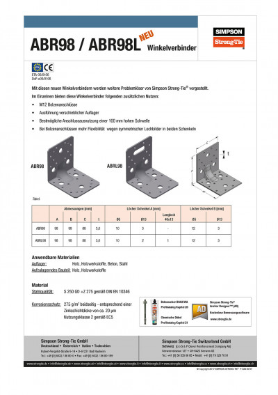 ABR98 / ABR98L Winkelverbinder - F-ABR98-0217