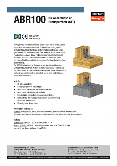 ABR100 CLT Winkelverbinder - F-ABR100-CLT-12/2018