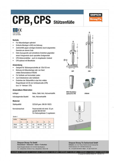 CPB, CPS Stützenfüße - F-CPB-CPS-1115