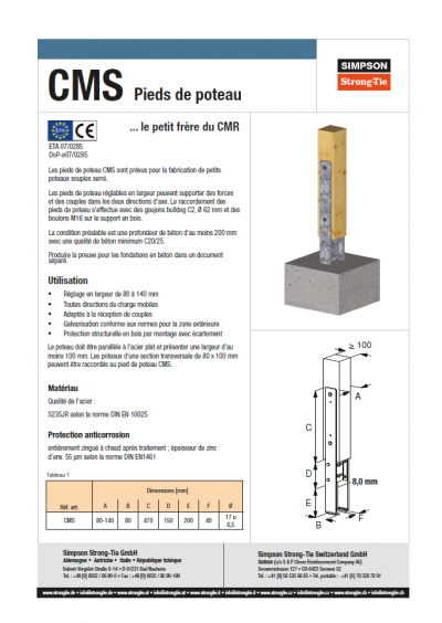 Pieds de poteau CMS