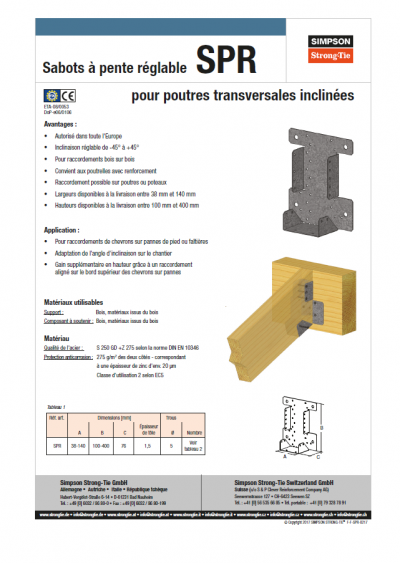 Sabots à pente réglable SPR