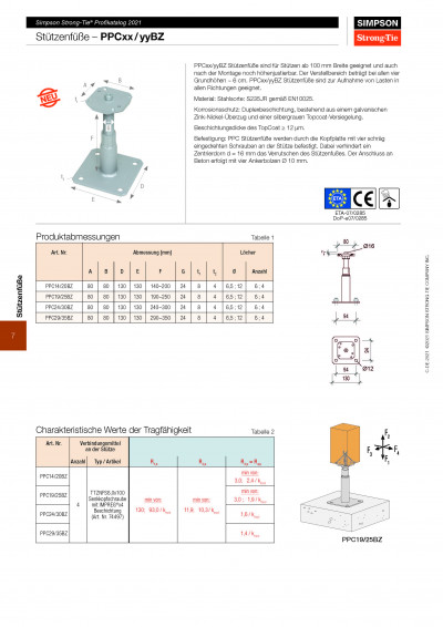 C-DE-2021 Ergänzungsblatt Stützenfüße PPC 